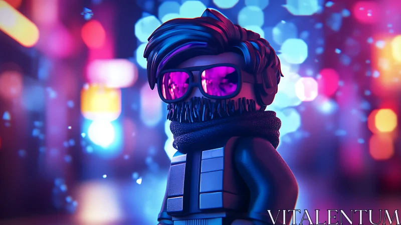 Neon alley stalker minifig wrapped in pixel-cool midnight scarf.