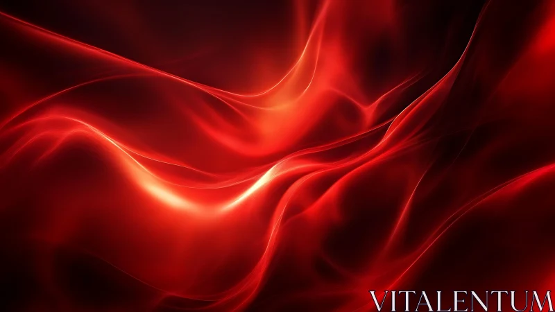 Vibrant red abstract waves with glowing highlights, digital art.