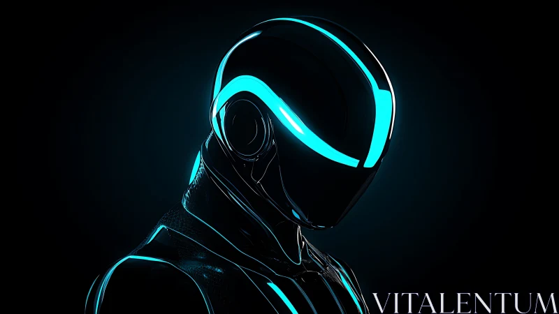 Neon-slick sentinel in midnight chrome, quietly pulsing light.