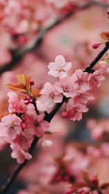 Cherry Blossoms Dance Along Dark Branches in Delicate Spring Bloom