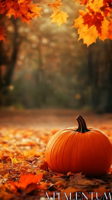 Pumpkin daydream under drifting amber maple confetti.