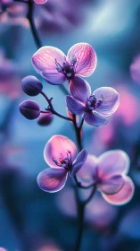 Ethereal Orchids Dancing Through Twilight's Pink and Sapphire Glow