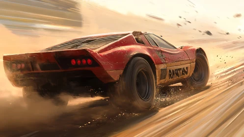 Dust-slinging desert racer tears sunlight into burning streaks