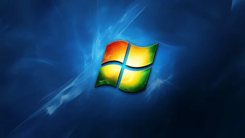 Windows style quadrants logo on luminous blue background.