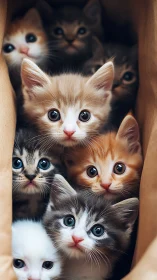Adorable Kittens Peering Out With Bright, Curious Eyes.