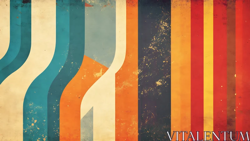 Curved and vertical retro stripes in warm and cool tones.