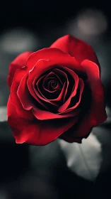 Deep Crimson Rose in Selective Focus with Monochromatic Background.