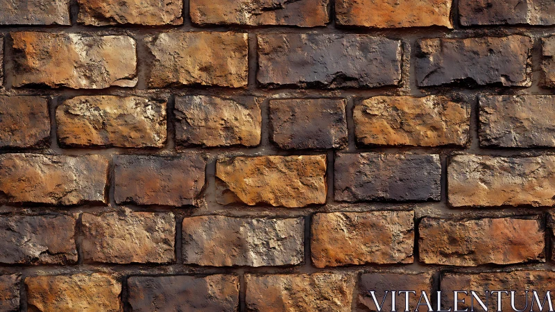Rustic brown stone brick wall texture with natural rough details.