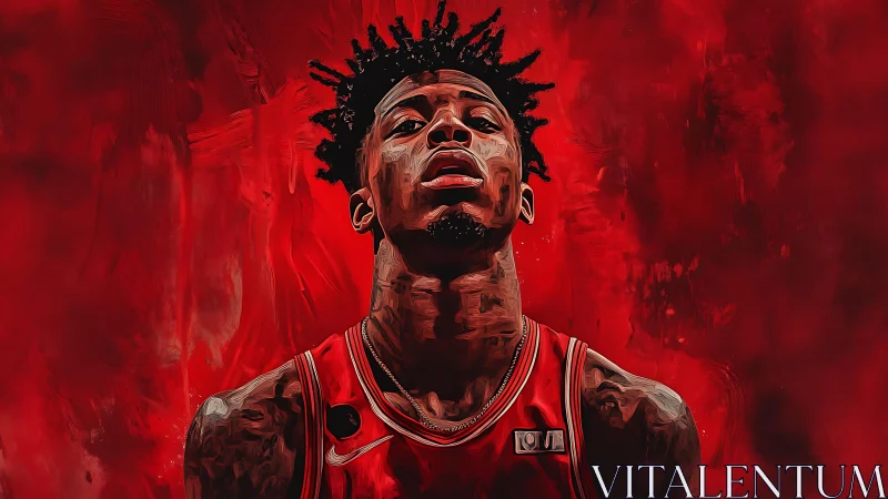 Basketball player portrait against intense red painted background