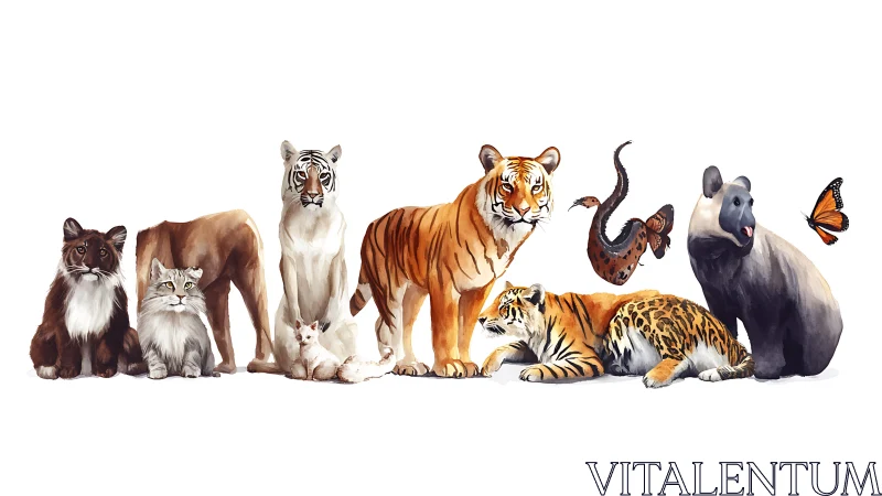 Wildlife Collection: Predators and Prey Arranged in Ecological Grouping.