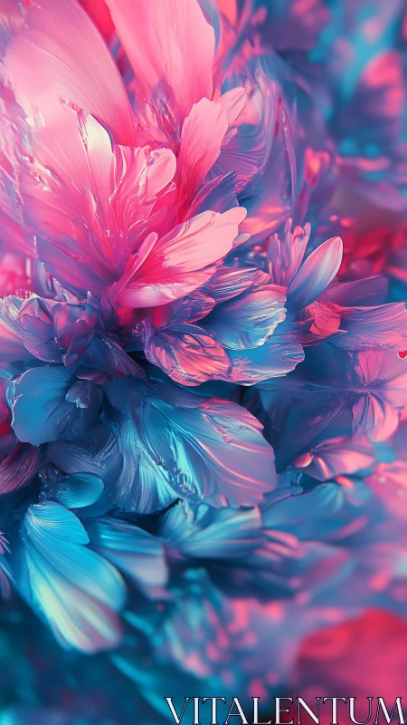 Neon cyan magenta abstract petals in digital bloom.