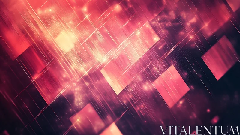 Abstract geometric pattern with glowing pink squares and lines.