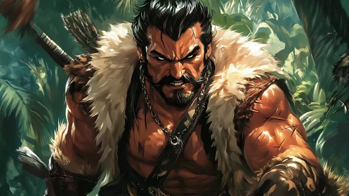 Fierce jungle hunter strides forward with powerful resolve.