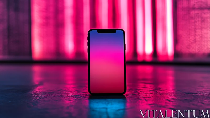 Smartphone Display Glowing Against Neon Pink Backdrop.