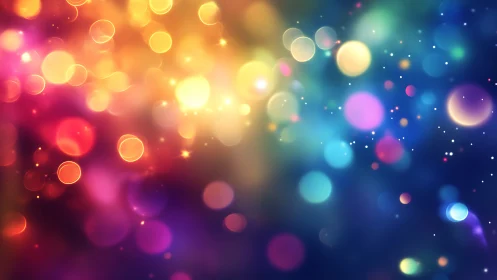 Vibrant multicolor bokeh lights over soft gradient background.