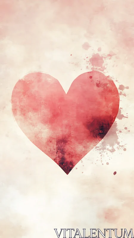 Watercolor Heart's Gentle Journey Through Soft Clouds