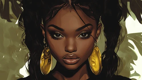 Golden gaze queen framed by jungle light and shadows.