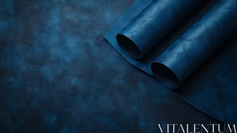 Rolled cobalt backdrop sheets on textured studio surface.