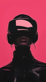 Neon visor dreamer poised on the threshold of virtual skies.