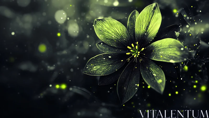 Luminescent Flower Blooms Against Darkness
