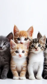 Four Domestic Kittens Arranged in Triangular Composition Against Neutral Backdrop