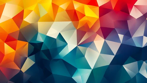 Prismatic low poly gradient with vivid faceted geometry.