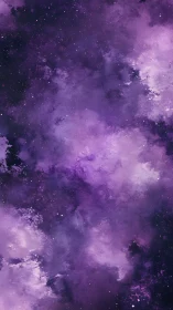 Diffuse violet nebula rendered with layered particulate cloud fields