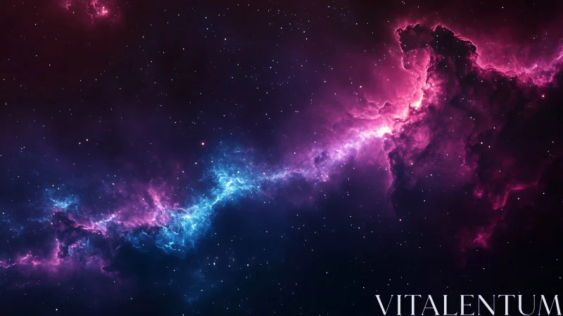 Electric nebula stream glows across a deep violet cosmos