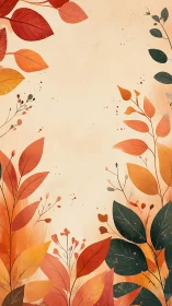 Cozy autumn foliage frame filled with warm earthy leaves.