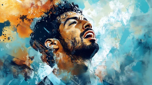 Color-swept portrait captures a man in an emotional breath