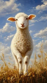 Sunny meadow lamb gazing back with gentle, curious eyes.