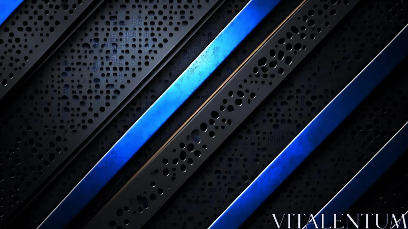 Futuristic dark metal background with blue diagonal stripes design.