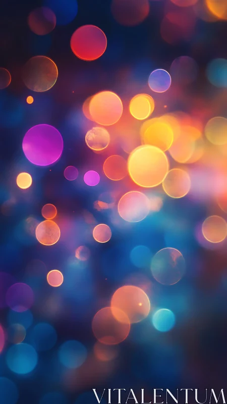 Colorful bokeh orbs drift across a deep cosmic blur.