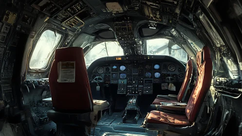 Ghost cockpit of chrome skies and sleeping instruments.