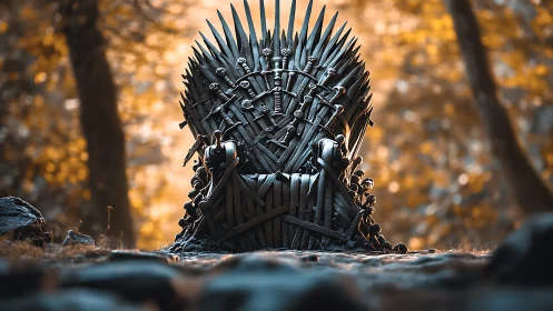 Swordborn forest throne waits in amber tinted stillness.