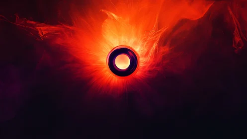 Radial plasma vortex encircling luminous central aperture.