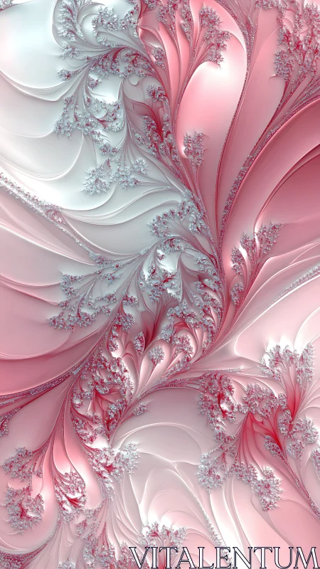 Iterated fractal tendrils form branching filigree in pearlescent pink space