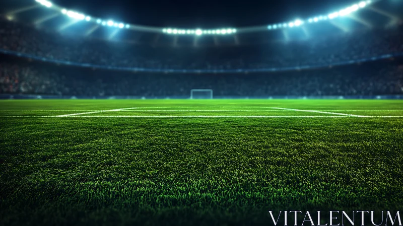 Bright stadium lights welcome a lush green soccer field
