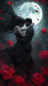 Moonlit Romance Blooms Where Shadows Dance With Roses