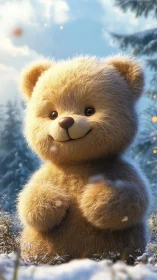 Snowy cuddle-bear beaming softly in a winter daydream.