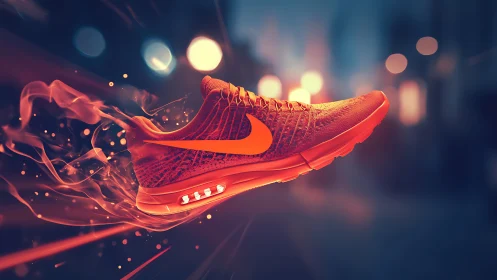 Neon city runner in motion, glowing with streetlight energy.