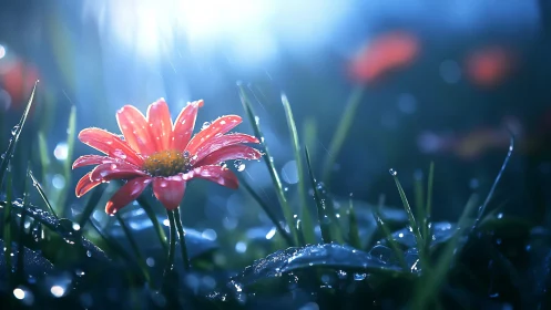 Rain-Kissed Gerbera in Morning Light.