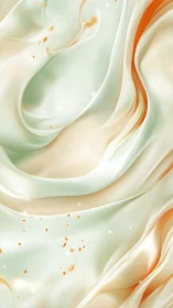 Pearlescent fluid drapery with mint and apricot gradients.