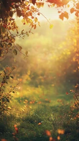 Golden morning path through a quietly glowing meadow.
