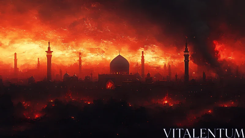 Apocalyptic Cityscape Rendered in Dramatic Chiaroscuro Light