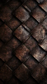 Braided metal shadows whisper through rusted woven plates