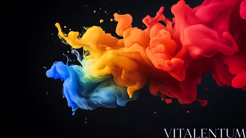 Vibrant colored ink clouds merging on a dark backdrop.
