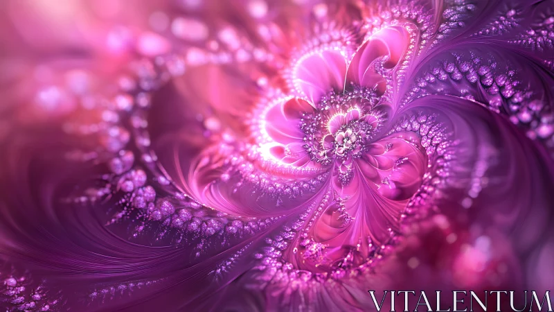 Radiant pink fractal flower opens into a dreamy light swirl