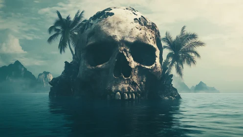 Mystical Skull Island: A Dark Fantasy Rising from Tropical Waters.