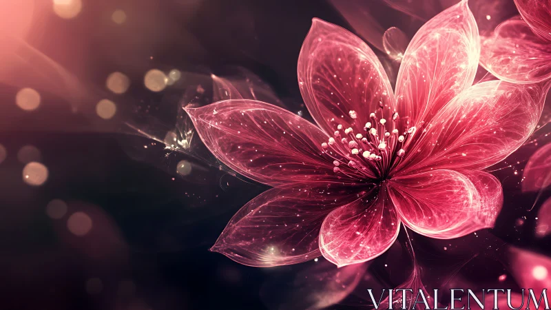 Luminescent Digital Floral: Neon-Infused Abstract Botanical Form.